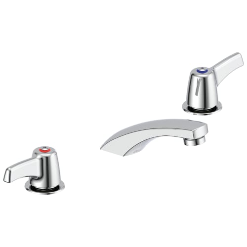 DELTA® 23C353 TECK® Widespread Lavatory Faucet, Commercial, 0.5 gpm Flow Rate, 2 in H Spout, 6 to 12 in Center, Polished Chrome, 2 Handles, Import