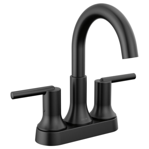 DELTA® 2559-BLMPU-DST Trinsic® Centerset Bathroom Faucet, Matte Black, 2 Handles, Metal Push Pop-Up Drain, 1.2 gpm Flow Rate