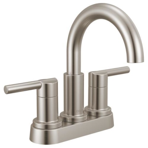 DELTA® 25749LF-SS Nicoli™ Two Handle Bathroom Faucet, 2 Handles, Push Pop-Up Drain, 1.2 gpm Flow Rate