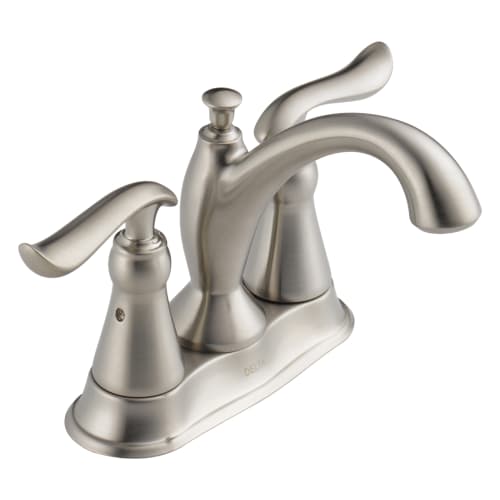 DELTA® 2594-SSMPU-DST Linden™ Centerset Lavatory Faucet, Stainless Steel, 2 Handles, Metal Pop-Up Drain, 1.2 gpm Flow Rate