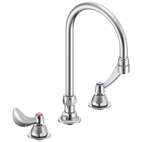 DELTA® 27C2944 TECK® Below Deckmount Sink Faucet, Commercial, 1.5 gpm Flow Rate, 10-13/32 in H Spout, 8 in Center, Polished Chrome, 2 Handles, Import