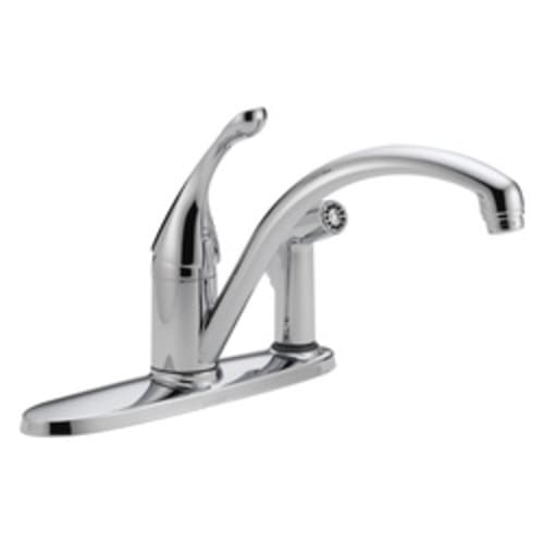 DELTA® 340-DST Collins™ Kitchen Faucet, 1.8 gpm, 8 in Center, 1 Handle, Chrome Plated, Domestic