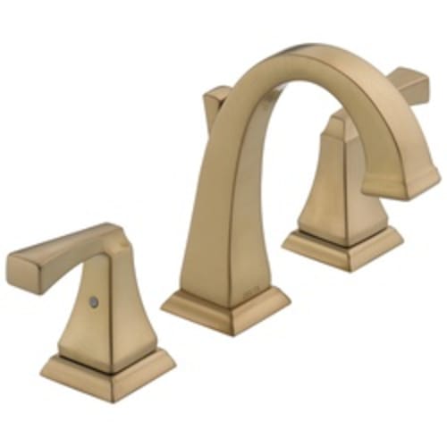 DELTA® 3551LF-CZ Dryden™ Widespread Lavatory Faucet, 1.2 gpm, 3-3/4 in H Spout, 6 to 16 in Center, Brilliance® Champagne Bronze, 2 Handles, Pop-Up Drain, Import, Commercial