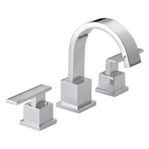 DELTA® 3553LF Vero® Widespread Lavatory Faucet, 1.5 gpm, 2-5/8 in H Spout, 6 to 16 in Center, Polished Chrome, 2 Handles, Pop-Up Drain, Import, Commercial