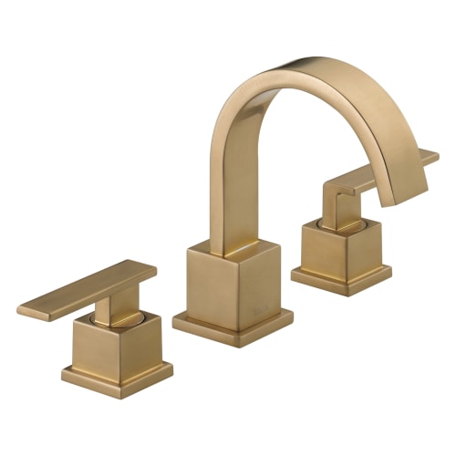 DELTA® 3553LF-CZ Vero® Widespread Lavatory Faucet, Commercial, 1.5 gpm Flow Rate, 2-5/8 in H Spout, 6 to 16 in Center, Brilliance® Champagne Bronze, 2 Handles, Pop-Up Drain, Import