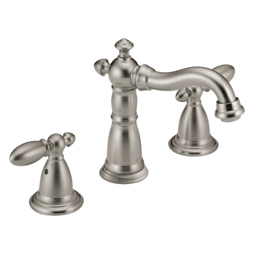 DELTA® 3555-SSMPU-DST Victorian® Widespread Lavatory Faucet, 1.2 gpm, 3-3/4 in H Spout, 4 to 16 in Center, Stainless Steel, 2 Handles, Pop-Up Drain, Domestic, Commercial