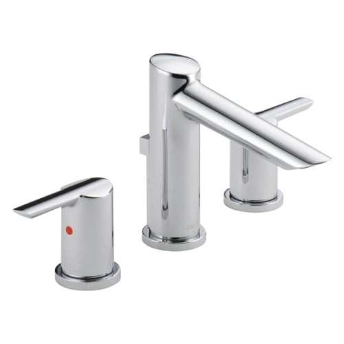 DELTA® 3561-MPU-DST Compel® Widespread Lavatory Faucet, Commercial, 1.5 gpm Flow Rate, 3-3/8 in H Spout, 4 to 16 in Center, Polished Chrome, 2 Handles, Pop-Up Drain, Domestic