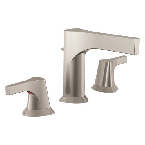 DELTA® 3574-SSMPU-DST Zura™ Widespread Lavatory Faucet, Commercial, 1.2 gpm Flow Rate, 4-7/16 in H Spout, 4 to 16 in Center, Brilliance® Stainless Steel, 2 Handles, Pop-Up Drain, Domestic