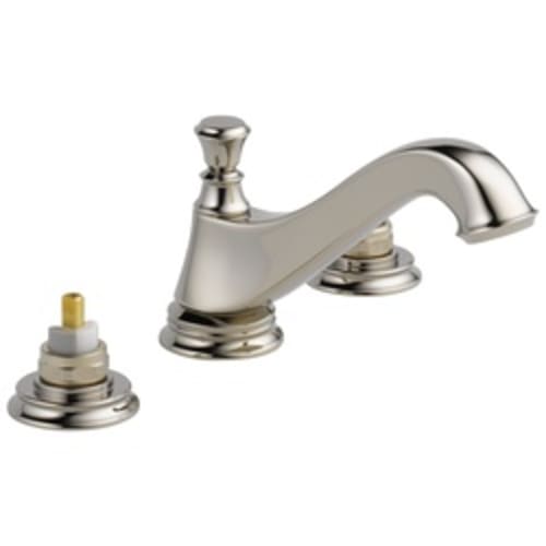 DELTA® 3595LF-PNMPU-LHP Cassidy™ Widespread Lavatory Faucet Without Handle, 1.5 gpm, 2-3/4 in H Spout, 6 to 16 in Center, Polished Nickel, Pop-Up Drain, Commercial