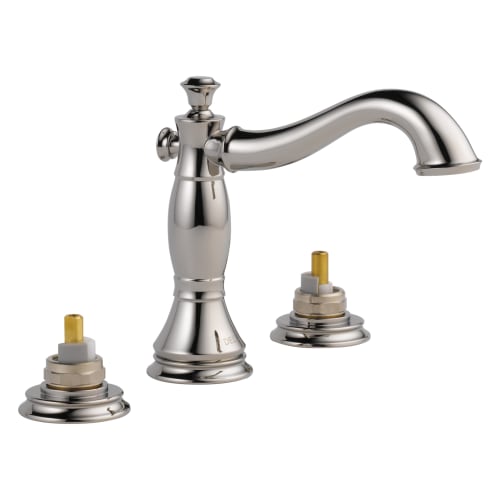 DELTA® 3597LF-PNMPU-LHP Cassidy™ Widespread Lavatory Faucet, Commercial, 1.2 gpm Flow Rate, 4-5/16 in H Spout, 6 to 16 in Center, Brilliance® Polished Nickel, Pop-Up Drain, Import