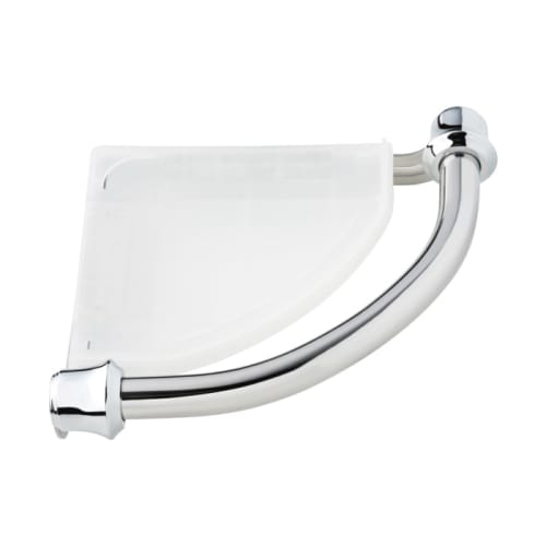 DELTA® 41316 Traditional Corner Shelf With Assist Bar, Decor Assist™, 8-15/16 in OAL x 8-15/16 in OAD x 2-1/2 in OAH, Plastic, Import