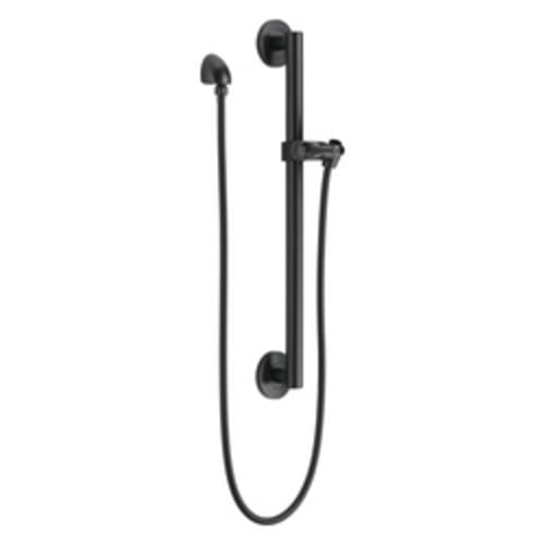 DELTA® 51600-BL Universal Showering Adjustable Straight Slide Bar/Grab Bar Assembly, 24 in L Bar, Matte Black, Import