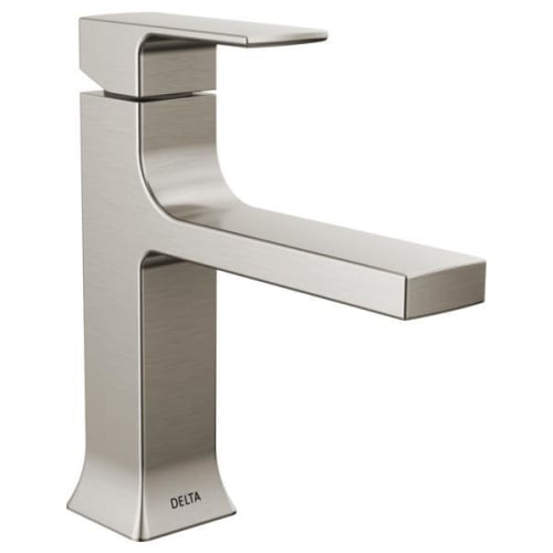 DELTA® 537-SSMPU-DST Velum™ Single-Handle Bathroom Faucet, 1.2 gpm Flow Rate, 4-7/16 in H Spout, 1 Handles, Pop-Up Drain, 1, 3 Faucet Holes, Stainless, Function: Lavatory