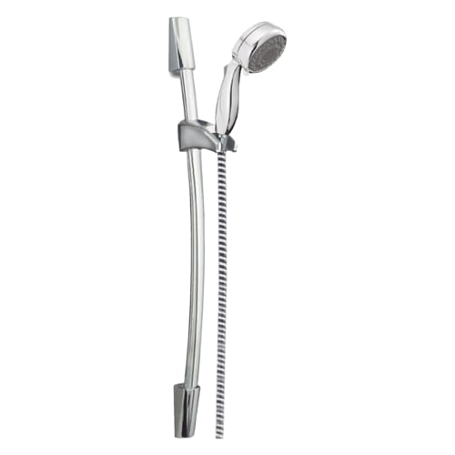 DELTA® 75800140 Hand Shower, 3-3/8 in Dia 7 Shower Head, 2.5 gpm Flow Rate, 72 in L Hose, 1/2 in IPS Connection, Polished Chrome, Import