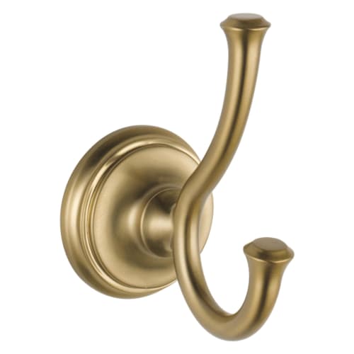 DELTA® 79735-CZ Cassidy™ Robe Hook, 2 Hooks, 2-1/2 in OAW x 3-7/8 in OAD x 4-5/8 in OAH, Brass, Import