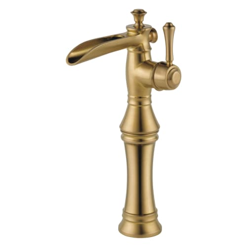 DELTA® 798LF-CZ Cassidy™ Vessel Lavatory Faucet, Commercial, 1.2 gpm Flow Rate, 9-17/32 in H Spout, 1 Handles, 1 Faucet Holes, Champagne Bronze, Function: Traditional