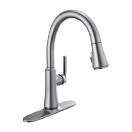 DELTA® 9179-AR-DST Coranto™ Pull-Down Kitchen Faucet, 1.8 gpm at 60 psi Flow Rate, Arctic Stainless Steel, 1 Handle, 1/3 Faucet Holes, Import