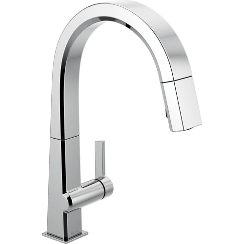 DELTA® 9193-DST Pivotal™ Kitchen Faucet, 1.8 gpm Flow Rate, Polished Chrome, 1 Handles, 1 Faucet Holes, Function: Traditional, Domestic