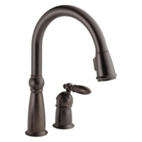 DELTA® 955-RB-DST Victorian® Pull-Down Kitchen Faucet, 1.8 gpm Flow Rate, Venetian Bronze, 1 Handles, 2 Faucet Holes, Function: Traditional, Domestic