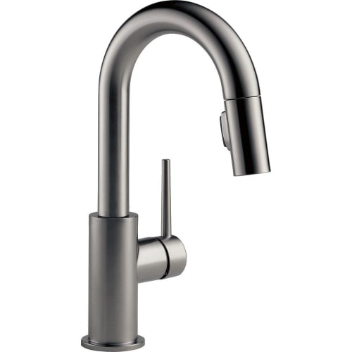 DELTA® 9959-KS-DST 9959 Trinsic® Water Efficient Pulldown Bar/Prep Faucet, 1.8 gpm Flow Rate, Black Stainless, 1 Handles, 1/3 Faucet Holes, Function: Traditional, Domestic