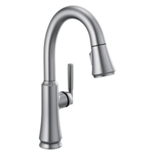 DELTA® 9979-AR-DST Pull-Down Bar/Prep Faucet, Coranto™, Arctic Stainless Steel, 1 Handle, 1.8 gpm at 60 psi