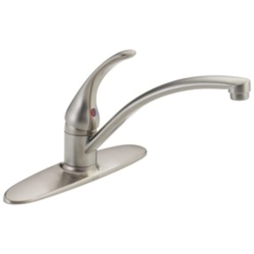 DELTA® B1310LF-SS Foundations® Kitchen Faucet, 1.8 gpm, 8 in Center, 1 Handle, Stainless Steel, Domestic