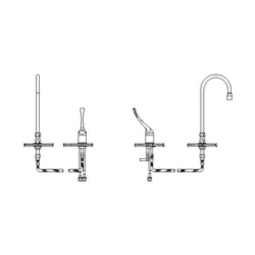 DELTA® 24T2623-R6 TECK® Single Control Widespread Lavatory Faucet, Commercial, 1.5 gpm Flow Rate, 13-1/2 in H Spout, 4 to 16 in Center, Polished Chrome, 1 Handles, Import