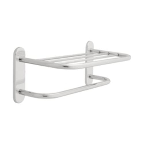 DELTA® 43018 Towel Shelf With (1) Bar, 20-1/8 in OAL x 9-7/8 in OAD x 8-1/2 in OAH, Stainless Steel, Import