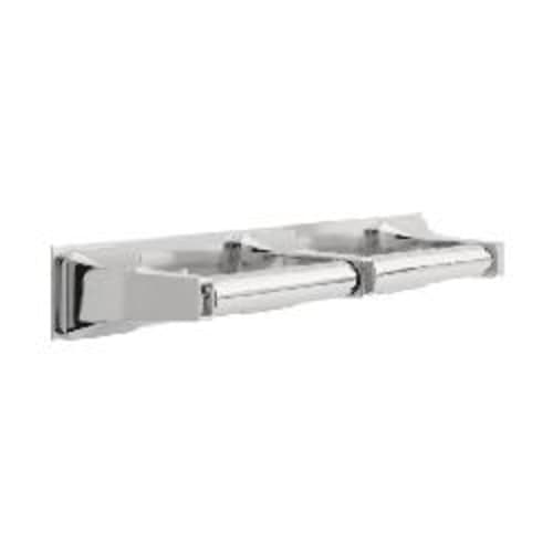 DELTA® 45272 Horizontal Twin Paper Holder With (2) Brass Roller, 6-9/32 in H, Metal, Polished Chrome, Import