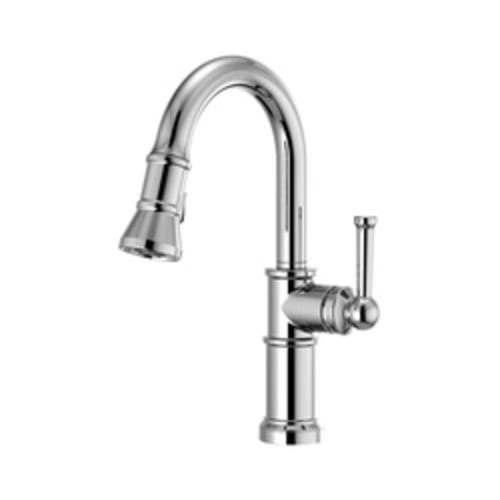 Brizo® 63925LF-PC Artesso® Pull-Down Prep Faucet, 1.8 gpm, Chrome Plated, 1 Handles, Domestic