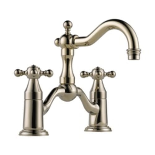 Brizo® 65538LF-PN-ECO Tresa® Widespread Bridge Lavatory Faucet, 1.2 gpm, 5-1/2 in H Spout, 8 in Center, 2 Handles, Pop-Up Drain, Polished Nickel, Domestic, Commercial