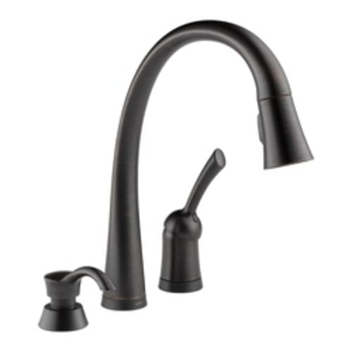 DELTA® 980T-RBSD-DST Pilar® Pull-Down Kitchen Faucet, 1.8 gpm Flow Rate, Venetian Bronze, 1 Handles, 3 Faucet Holes, Function: Traditional, Domestic, Commercial