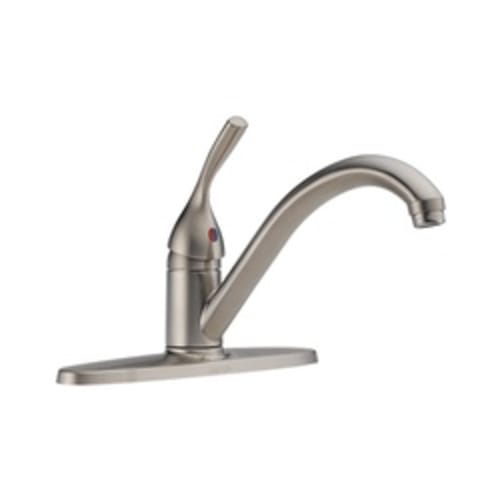 DELTA® 100-SS-DST Classic Kitchen Faucet, 1.8 gpm, 8 in Center, 1 Handle, Stainless Steel, Domestic