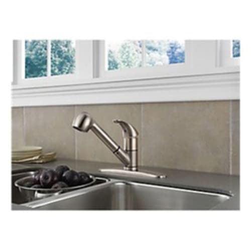 Peerless® by DELTA® P18550LF-SS Kitchen Faucet, 1.8 gpm, 1/3 Faucet Holes, Stainless Steel, 1 Handle, Domestic, Commercial