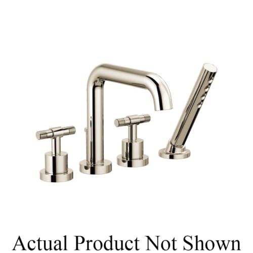 Brizo® T67435-PNLHP Roman Tub Trim, Litze™, 2 gpm Flow Rate, 9 to 16 in Center, Polished Nickel, 2 Handles, Function: Traditional, Domestic