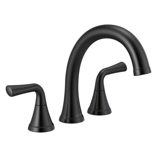 DELTA® T2733-BL Kayra™ Roman Tub/Whirlpool Faucet Trim, 10 to 16 in Center, Matte Black, 2 Handles, Import