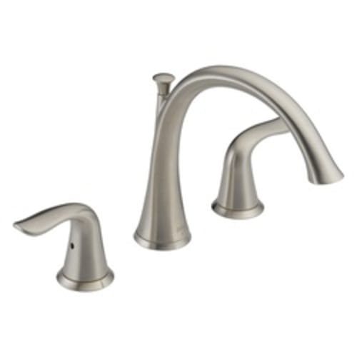 DELTA® T2738-SS Lahara® Roman Tub Trim, 18 gpm, 8 to 16 in Center, Stainless Steel, 2 Handles, Hand Shower Yes/No: No