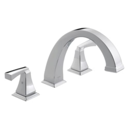 DELTA® T2751 Roman Tub Trim, Dryden™, 2 gpm Flow Rate, 8 to 16 in Center, Polished Chrome, 2 Handles, Function: Traditional, Import