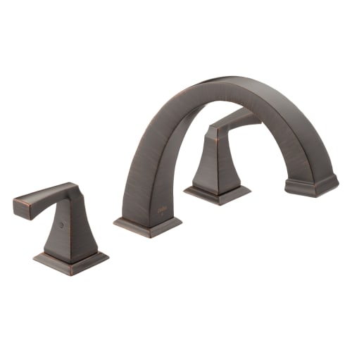 DELTA® T2751-RB Roman Tub Trim, Dryden™, 2 gpm Flow Rate, 8 to 16 in Center, Venetian Bronze, 2 Handles, Function: Traditional, Import