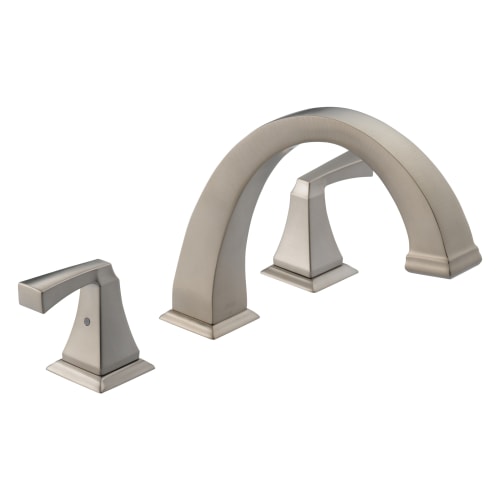 DELTA® T2751-SS Roman Tub Trim, Dryden™, 2 gpm Flow Rate, 8 to 16 in Center, Stainless Steel, 2 Handles, Function: Traditional, Import