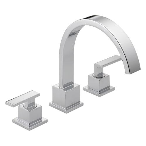 DELTA® T2753 Roman Tub Trim, Vero®, 18 gpm Flow Rate, 8 to 16 in Center, Polished Chrome, 2 Handles, Function: Traditional, Import