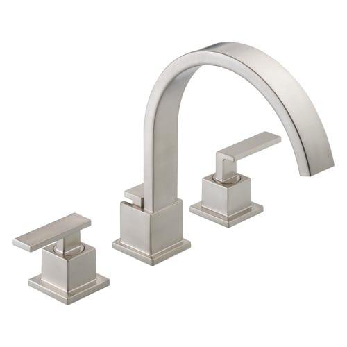DELTA® T2753-SS Roman Tub Trim, Vero®, 18 gpm Flow Rate, 8 to 16 in Center, Stainless Steel, 2 Handles, Function: Traditional, Import