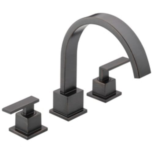 DELTA® T2753-RB Vero® Roman Tub Trim, 18 gpm, 8 to 16 in Center, Venetian Bronze, 2 Handles, Hand Shower Yes/No: No