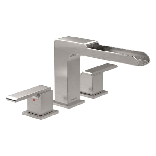 DELTA® T2768-SS Roman Tub Trim, Ara®, 18 gpm Flow Rate, 10 to 16 in Center, Stainless Steel, 2 Handles, Function: Traditional, Domestic