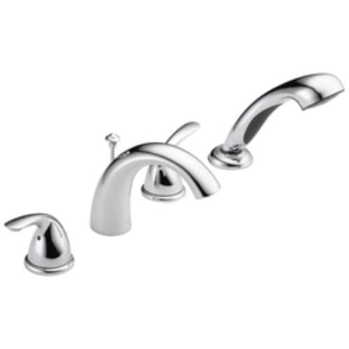 DELTA® T4705 Classic Roman Tub Trim With Hand Shower, 2 gpm, 8 to 16 in Center, 5-7/8 in Reach x 5-3/16 in H Spout, Domestic
