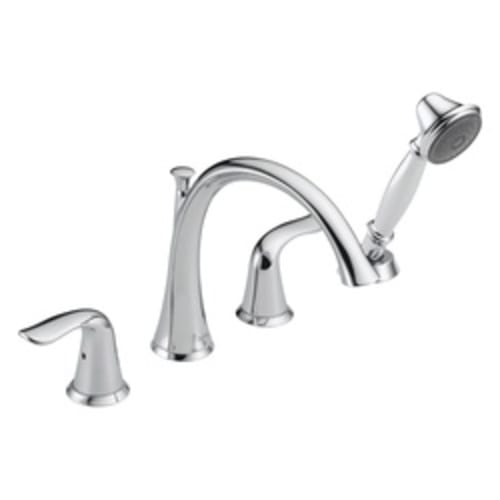 DELTA® T4738 Roman Tub Trim, Lahara®, 1.75 gpm Flow Rate, 8 to 16 in Center, Polished Chrome, 2 Handles, Function: Traditional, Domestic