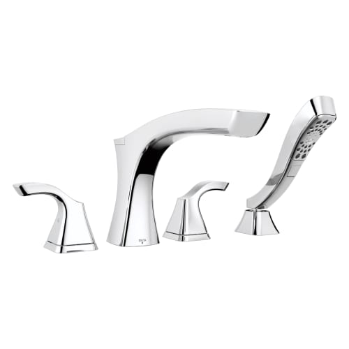 DELTA® T4752 Tesla® Roman Tub Trim, Commercial, 2 gpm Flow Rate, 8 to 16 in Center, Polished Chrome, 2 Handles, Function: Traditional, Domestic