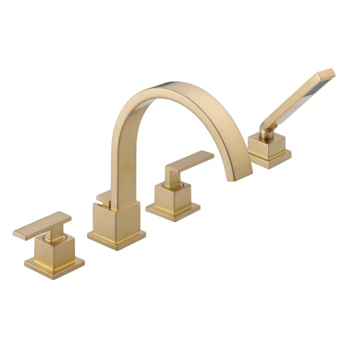 DELTA® T4753-CZ Roman Tub Trim, Vero®, Commercial, 18 gpm Flow Rate, 8 to 16 in Center, Champagne Bronze, 2 Handles, Function: Traditional, Import