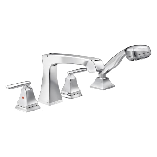 DELTA® T4764 Ashlyn® Roman Tub Trim, 2 gpm Flow Rate, 8 to 16 in Center, Polished Chrome, 2 Handles, Function: Traditional, Import