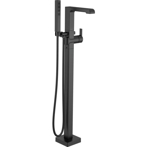 DELTA® T4767-BLFL Ara™ Floor Mount Roman Tub Trim, 6 gpm Flow Rate, Matte Black, 1 Handles, Domestic